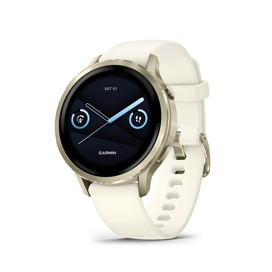 Garmin, Venu 4 41mm, Watch, Watch Color: Lunar Gold, Wristband: Bone - Silicone